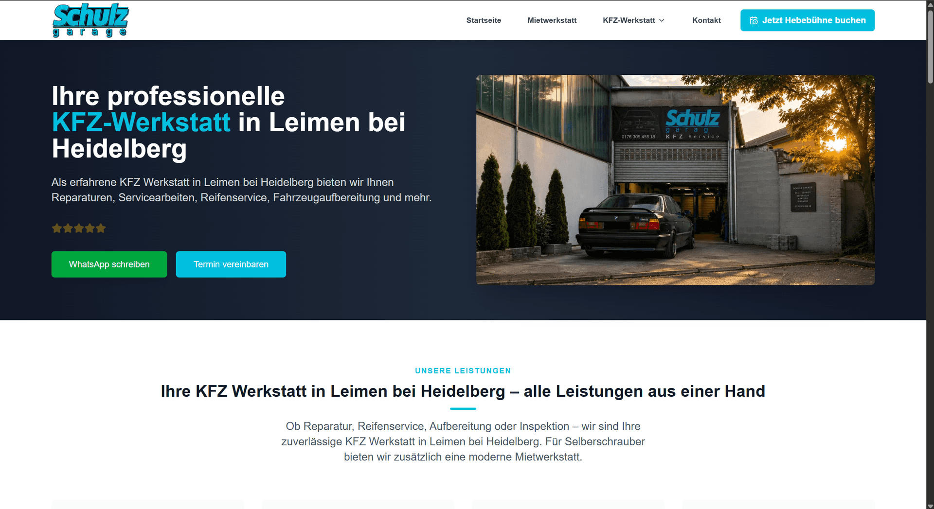 Schulz Garage Webseite